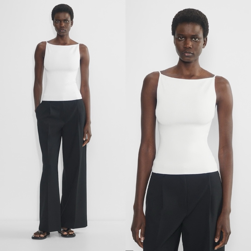 NWT Aritzia Babaton Reputation Top Size Medium White Knit boatneck tank top